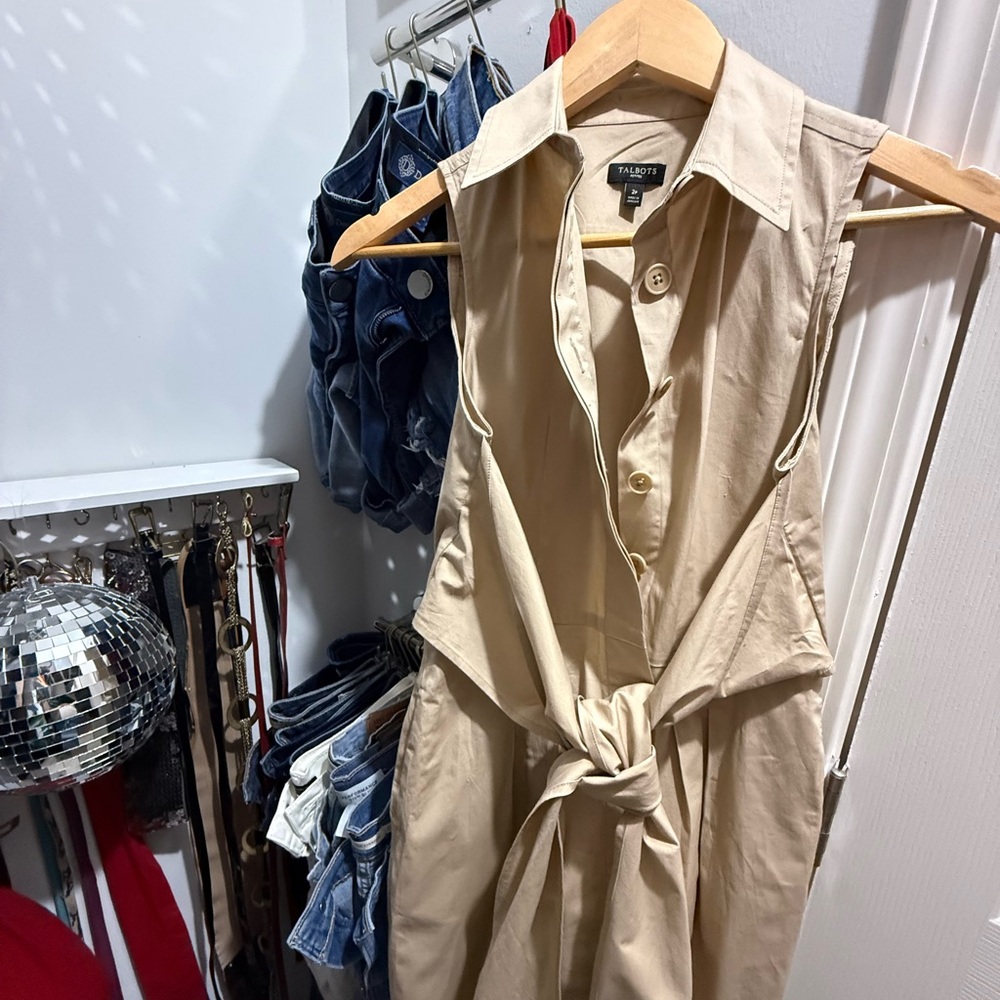 Talbots Beige Sleeveless Dress